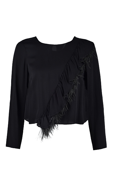 Блузка с декором из страусиных перьев